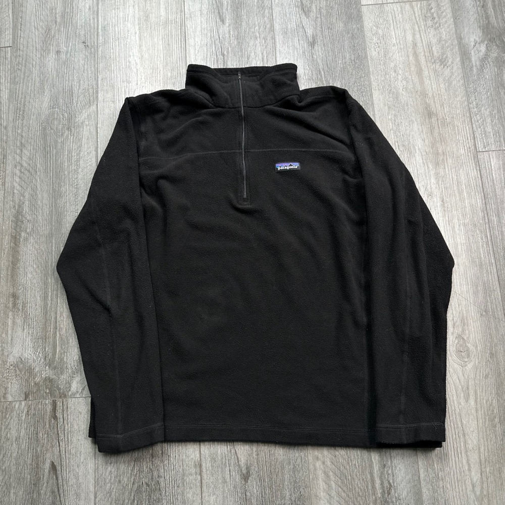 Patagonia Black Quarter Zip lightweight Fleece Pullover Men's XL